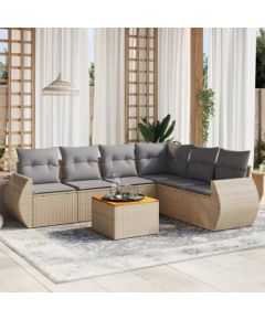 vidaXL 7-częsciowy zestaw wypoczynkowy do ogrodu, z poduszkami, beżowy Dārza mēbeļu komplekti