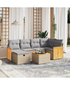 vidaXL 7-częsciowy zestaw mebli ogrodowych z poduszkami, mieszany beż Dārza mēbeļu komplekti