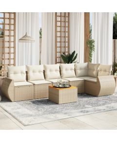 vidaXL 7-częsciowy zestaw wypoczynkowy do ogrodu, z poduszkami, beżowy Dārza mēbeļu komplekti