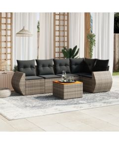 vidaXL 6-częsciowy zestaw mebli ogrodowych z poduszkami, szary, polirattan Dārza mēbeļu komplekti