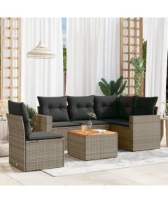 vidaXL 6-częsciowy zestaw mebli ogrodowych z poduszkami, szary, polirattan Dārza mēbeļu komplekti