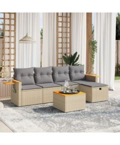 vidaXL 6-częsciowy zestaw mebli ogrodowych z poduszkami, mieszany beż Dārza mēbeļu komplekti