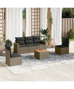 vidaXL 6-częsciowy zestaw mebli ogrodowych z poduszkami, szary, polirattan Dārza mēbeļu komplekti