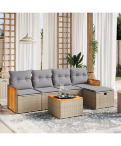 vidaXL 6-częsciowy zestaw mebli ogrodowych z poduszkami, mieszany beż Dārza mēbeļu komplekti