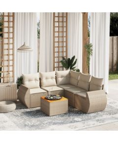 vidaXL 6-częsciowy zestaw mebli ogrodowych z poduszkami, beżowy, polirattan Dārza mēbeļu komplekti