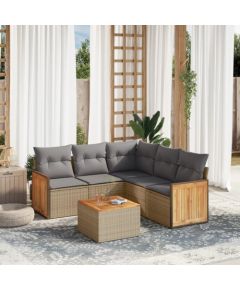 vidaXL 6-częsciowy zestaw mebli ogrodowych z poduszkami, beżowy, polirattan Dārza mēbeļu komplekti