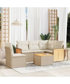 vidaXL 6-częsciowy zestaw mebli ogrodowych z poduszkami, beżowy, polirattan Dārza mēbeļu komplekti