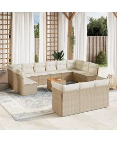 vidaXL 14-częsciowy zestaw mebli ogrodowych z poduszkami, beżowy, polirattan Dārza mēbeļu komplekti