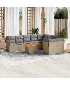 vidaXL 10-częsciowy zestaw mebli ogrodowych z poduszkami, mieszany beż Dārza mēbeļu komplekti