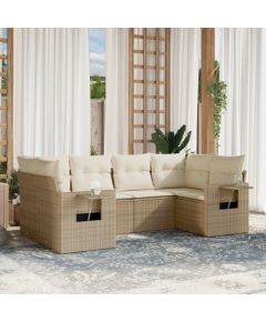 vidaXL vidaXL 6-cz. zestaw mebli ogrodowych z poduszkami, beżowy, polirattan Dārza mēbeļu komplekti