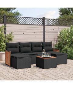 vidaXL vidaXL 7-cz. zestaw wypoczynkowy do ogrodu, z poduszkami, czarny Dārza mēbeļu komplekti