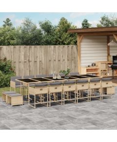 vidaXL 17-częsciowy zestaw mebli ogrodowych z poduszkami, mieszany beż Dārza mēbeļu komplekti