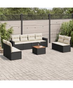 vidaXL 9-częsciowy zestaw wypoczynkowy do ogrodu, z poduszkami, czarny Dārza mēbeļu komplekti