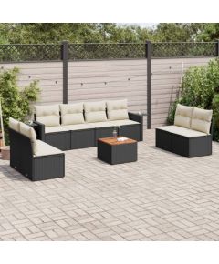 vidaXL 9-częsciowy zestaw wypoczynkowy do ogrodu, z poduszkami, czarny Dārza mēbeļu komplekti