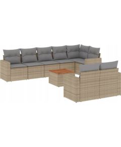 vidaXL 9-częsciowy zestaw mebli ogrodowych z poduszkami, mieszany beż Dārza mēbeļu komplekti