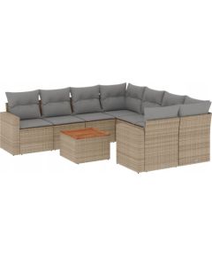 vidaXL 9-częsciowy zestaw mebli ogrodowych z poduszkami, mieszany beż Dārza mēbeļu komplekti