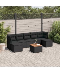 vidaXL 8-częsciowy zestaw wypoczynkowy do ogrodu, z poduszkami, czarny Dārza mēbeļu komplekti