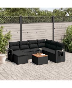 vidaXL 8-częsciowy zestaw wypoczynkowy do ogrodu, z poduszkami, czarny Dārza mēbeļu komplekti