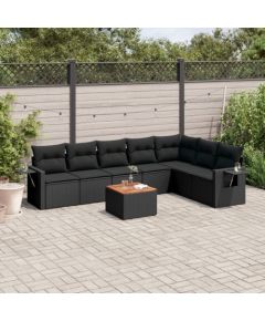 vidaXL 8-częsciowy zestaw wypoczynkowy do ogrodu, z poduszkami, czarny Dārza mēbeļu komplekti