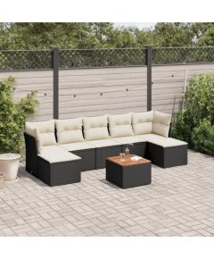 vidaXL 8-częsciowy zestaw wypoczynkowy do ogrodu, z poduszkami, czarny Dārza mēbeļu komplekti