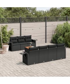 vidaXL 8-częsciowy zestaw wypoczynkowy do ogrodu, z poduszkami, czarny Dārza mēbeļu komplekti