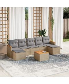 vidaXL 8-częsciowy zestaw mebli ogrodowych z poduszkami, mieszany beż Dārza mēbeļu komplekti