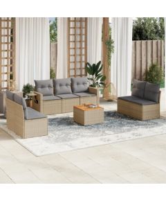 vidaXL 8-częsciowy zestaw mebli ogrodowych z poduszkami, mieszany beż Dārza mēbeļu komplekti