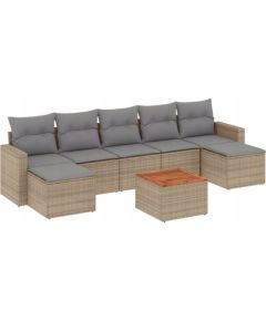 vidaXL 8-częsciowy zestaw mebli ogrodowych z poduszkami, mieszany beż Dārza mēbeļu komplekti