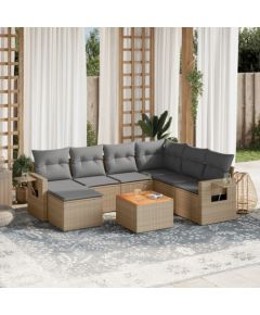 vidaXL 8-częsciowy zestaw mebli ogrodowych z poduszkami, mieszany beż Dārza mēbeļu komplekti