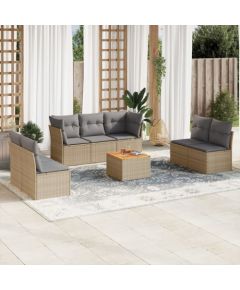 vidaXL 8-częsciowy zestaw mebli ogrodowych z poduszkami, mieszany beż Dārza mēbeļu komplekti