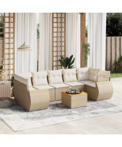 vidaXL 8-częsciowy zestaw mebli ogrodowych z poduszkami, beżowy, polirattan Dārza mēbeļu komplekti