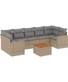 vidaXL 8-częsciowy zestaw mebli ogrodowych z poduszkami, mieszany beż Dārza mēbeļu komplekti