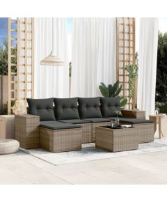 vidaXL 7-częsciowy zestaw wypoczynkowy do ogrodu, z poduszkami, szary Dārza mēbeļu komplekti