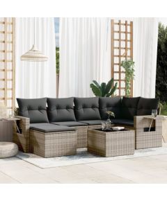 vidaXL 7-częsciowy zestaw wypoczynkowy do ogrodu, z poduszkami, szary Dārza mēbeļu komplekti