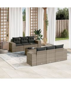 vidaXL 7-częsciowy zestaw wypoczynkowy do ogrodu, z poduszkami, szary Dārza mēbeļu komplekti