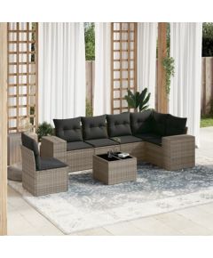 vidaXL 7-częsciowy zestaw wypoczynkowy do ogrodu, z poduszkami, szary Dārza mēbeļu komplekti