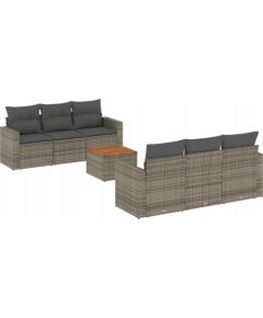 vidaXL 7-częsciowy zestaw wypoczynkowy do ogrodu, z poduszkami, szary Dārza mēbeļu komplekti