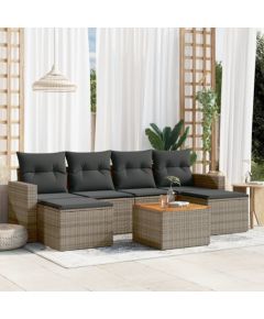 vidaXL 7-częsciowy zestaw wypoczynkowy do ogrodu, z poduszkami, szary Dārza mēbeļu komplekti