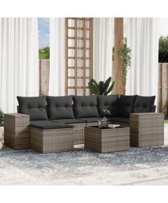 vidaXL 7-częsciowy zestaw wypoczynkowy do ogrodu, z poduszkami, szary Dārza mēbeļu komplekti