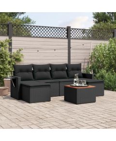 vidaXL 7-częsciowy zestaw wypoczynkowy do ogrodu, z poduszkami, czarny Dārza mēbeļu komplekti