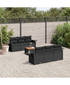 vidaXL 7-częsciowy zestaw wypoczynkowy do ogrodu, z poduszkami, czarny Dārza mēbeļu komplekti