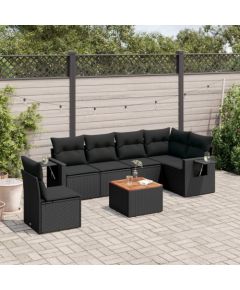 vidaXL 7-częsciowy zestaw wypoczynkowy do ogrodu, z poduszkami, czarny Dārza mēbeļu komplekti