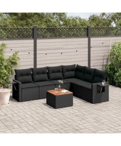 vidaXL 7-częsciowy zestaw wypoczynkowy do ogrodu, z poduszkami, czarny Dārza mēbeļu komplekti
