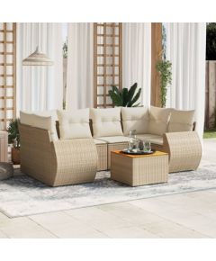 vidaXL 7-częsciowy zestaw wypoczynkowy do ogrodu, z poduszkami, beżowy Dārza mēbeļu komplekti