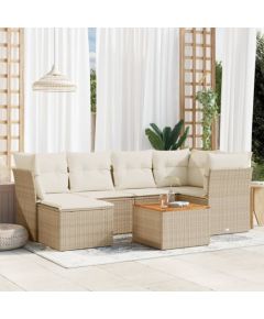 vidaXL 7-częsciowy zestaw wypoczynkowy do ogrodu, z poduszkami, beżowy Dārza mēbeļu komplekti