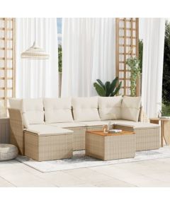 vidaXL 7-częsciowy zestaw wypoczynkowy do ogrodu, z poduszkami, beżowy Dārza mēbeļu komplekti