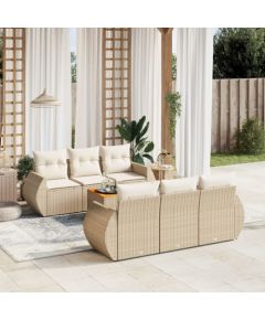 vidaXL 7-częsciowy zestaw wypoczynkowy do ogrodu, z poduszkami, beżowy Dārza mēbeļu komplekti