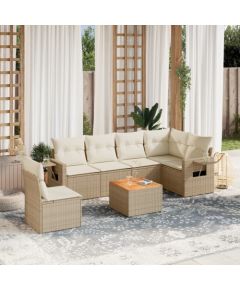 vidaXL 7-częsciowy zestaw wypoczynkowy do ogrodu, z poduszkami, beżowy Dārza mēbeļu komplekti