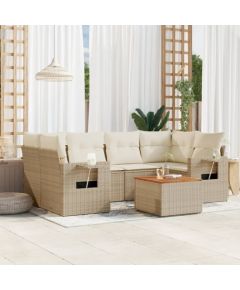 vidaXL 7-częsciowy zestaw wypoczynkowy do ogrodu, z poduszkami, beżowy Dārza mēbeļu komplekti