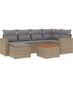 vidaXL 7-częsciowy zestaw mebli ogrodowych z poduszkami, mieszany beż Dārza mēbeļu komplekti